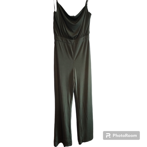 Jason Wu Emmett Cowl Neck Jumpsuit with Jewel Straps Olive M - Picture 1 of 12